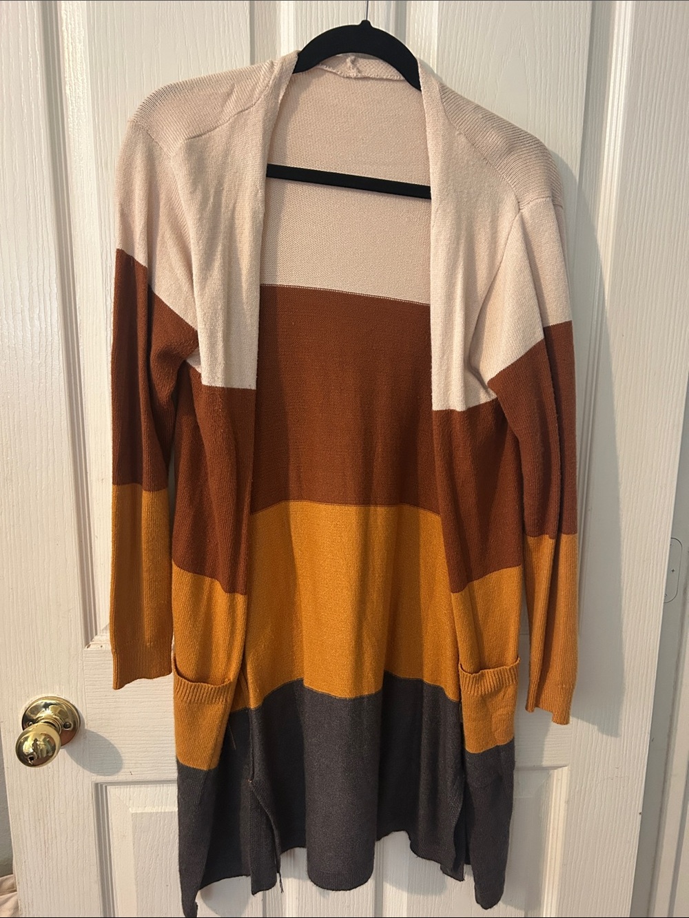 Women’s Open-Front Colorblock Cardigan Sweater - Size L